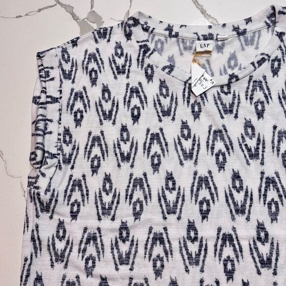 Gap | Women’s White Black Sleeveless Knit Geometric Printed Shirt Blouse Size S - Picture 3 of 16